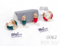 Red and green painted gold-plated earrings