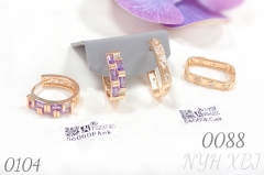 Purple zircon irregular-shaped champagne gold earrings