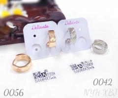 Zircon flower polished gold-plated earrings