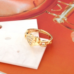 Personality Sweet Heart-shaped Micro Zircon Ring