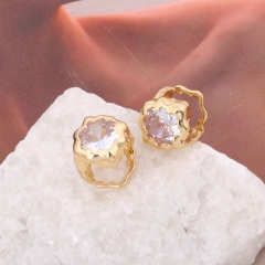 New Crystal Zircon Drop Earrings for Women Irregular Delicate Ear Copper Jewelry