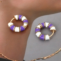 Colorful Oil Dropping Earrings Unique Design Fashion Personal Gold Plated Earrings