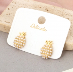 Lady Party Wedding Gift Pineapple Pearl Stud Earrings for Women