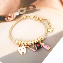 DIY Teeth Cup Toothbrush Toothpaste Dangle Charms Bracelet