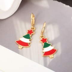 Christmas tree pendant colorful oil drop earrings