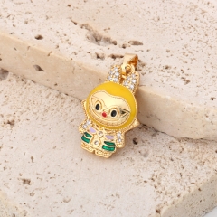 Kawaii Gold-Plated Multi-Colored Labu Pendant Necklace