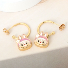 New stylish cartoon copper gold-plated earrings