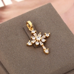 Winter Snowflake Copper-Plated Zircon Cross Pendant Necklace