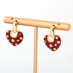 Vintage red oil drop heart earrings