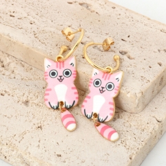 Cute copper alloy cat tail pendant earrings
