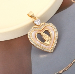 Natural seashell heart necklace pendant accessory for women's jewelry