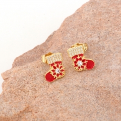 Christmas gift: Women's zircon earrings and red stockings