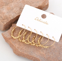Gold-plated alloy geometric bead earrings