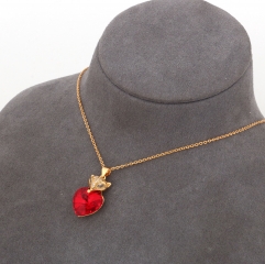 Red Crystal Fox Heart Zircon Pendant Necklace