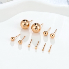 Simple spherical earrings with genuine gold plating