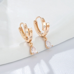 Elegant zircon earrings paired with teardrop-shaped pendants