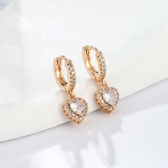 Stylish Gold-Plated Heart-Shaped Cubic Zirconia Earrings