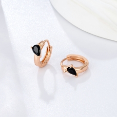 Black zircon hug earrings for women