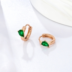 Green zircon hug earrings for women