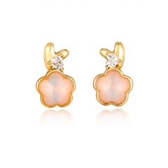 New brass jewelry with zircon flower earrings