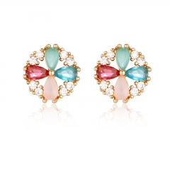 Wholesale gold-plated elegant flower-shaped earrings