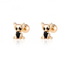Cartoon earrings, gold-plated brass earrings