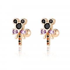 Black enamel Mickey Mouse head children's earrings