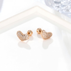 Elegant Gold-Plated Heart-Shaped Zirconia Earrings