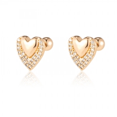 Heart-shaped zircon gold-plated fashion earrings
