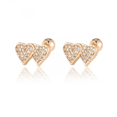 Heart-shaped zircon gold-plated earrings