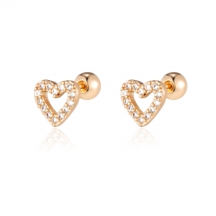 Heart-shaped zircon gold-plated earrings