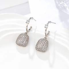 Oval Zircon Pendant Earrings for Women