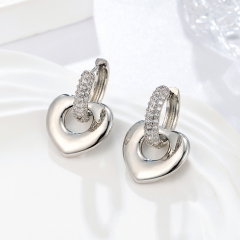 Unique heart-shaped silver-plated earrings