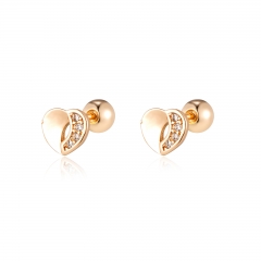 Heart-shaped zircon gold-plated earrings