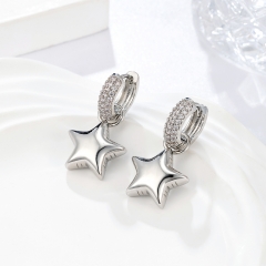 Five-pointed star pendant silver-plated earrings