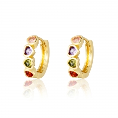 Heart-shaped colored gemstone earrings