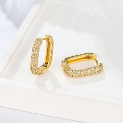 Women's oval U-shaped zircon earrings