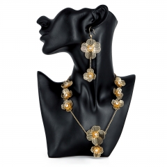 Hollow out large flower earring and necklace set