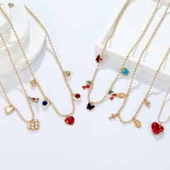 Colorful gemstone heart-shaped necklace