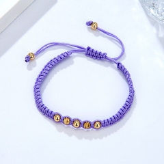 Purple Macrame Bracelet with Gold Plated Beads