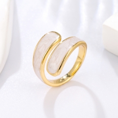 White Enamel Spiral Bypass Ring