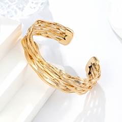 Geometric Braided Gold Open Cuff Bracelet