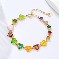 Love Quote Enamel Heart Charm Bracelet