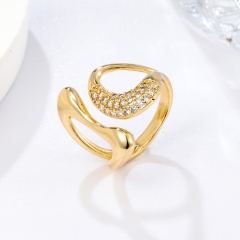Modern Geometric Pave Open Ring