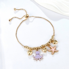 Marine Charm Adjustable Gold Bracelet