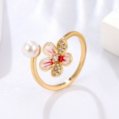 Cherry Blossom & Pearl Open Ring