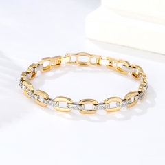 Gold Plated Paperclip Bracelet with Silver CZ Links
