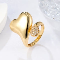 Puffy Heart & Pavé CZ Bypass Ring
