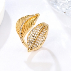 CZ Pave Leaf Bypass Ring