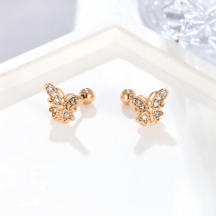 Mini Crystal Butterfly Stud Earrings with Screw Back